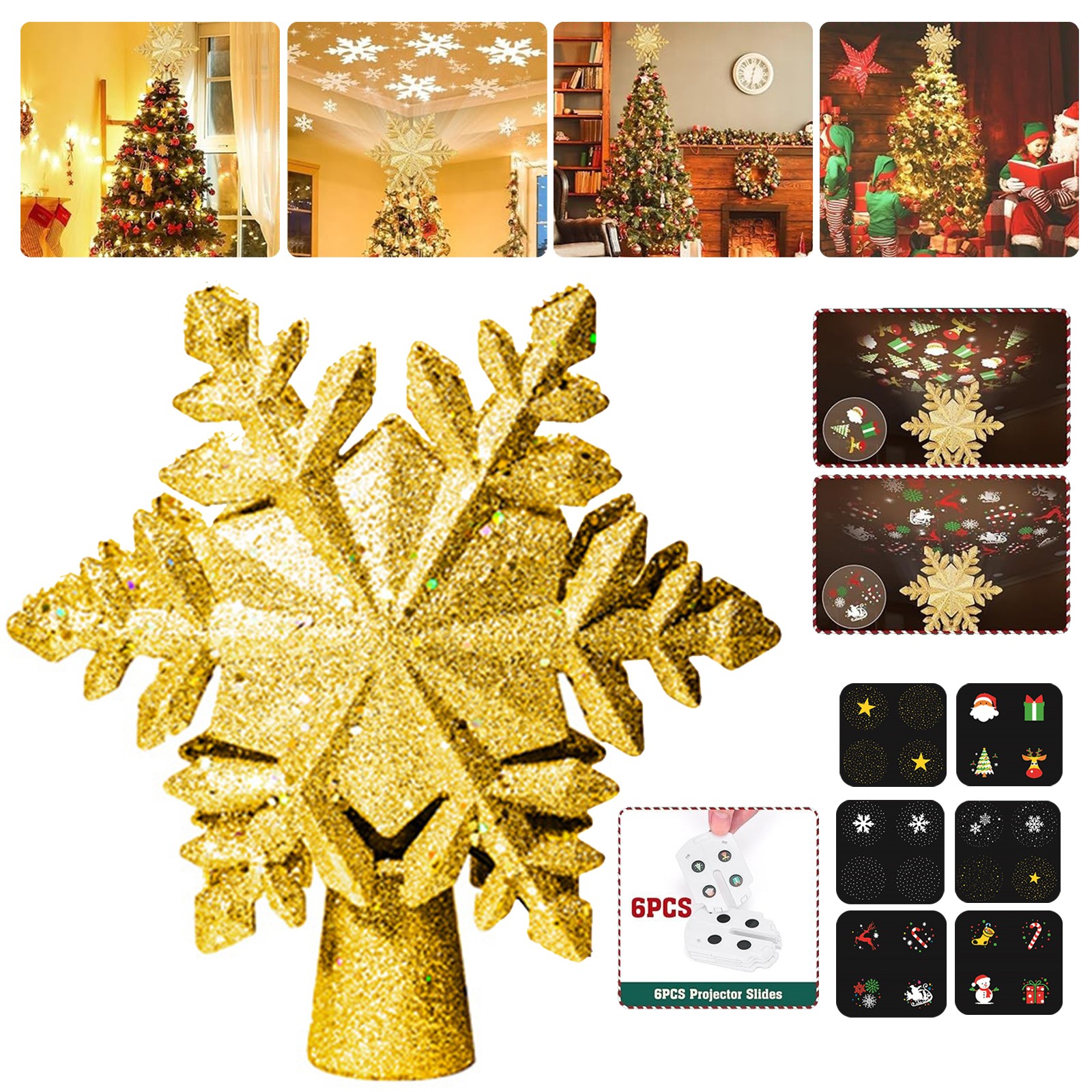 Christmas Tree Topper Projector Snowflake Christmas Tree 6 Projection Mode US