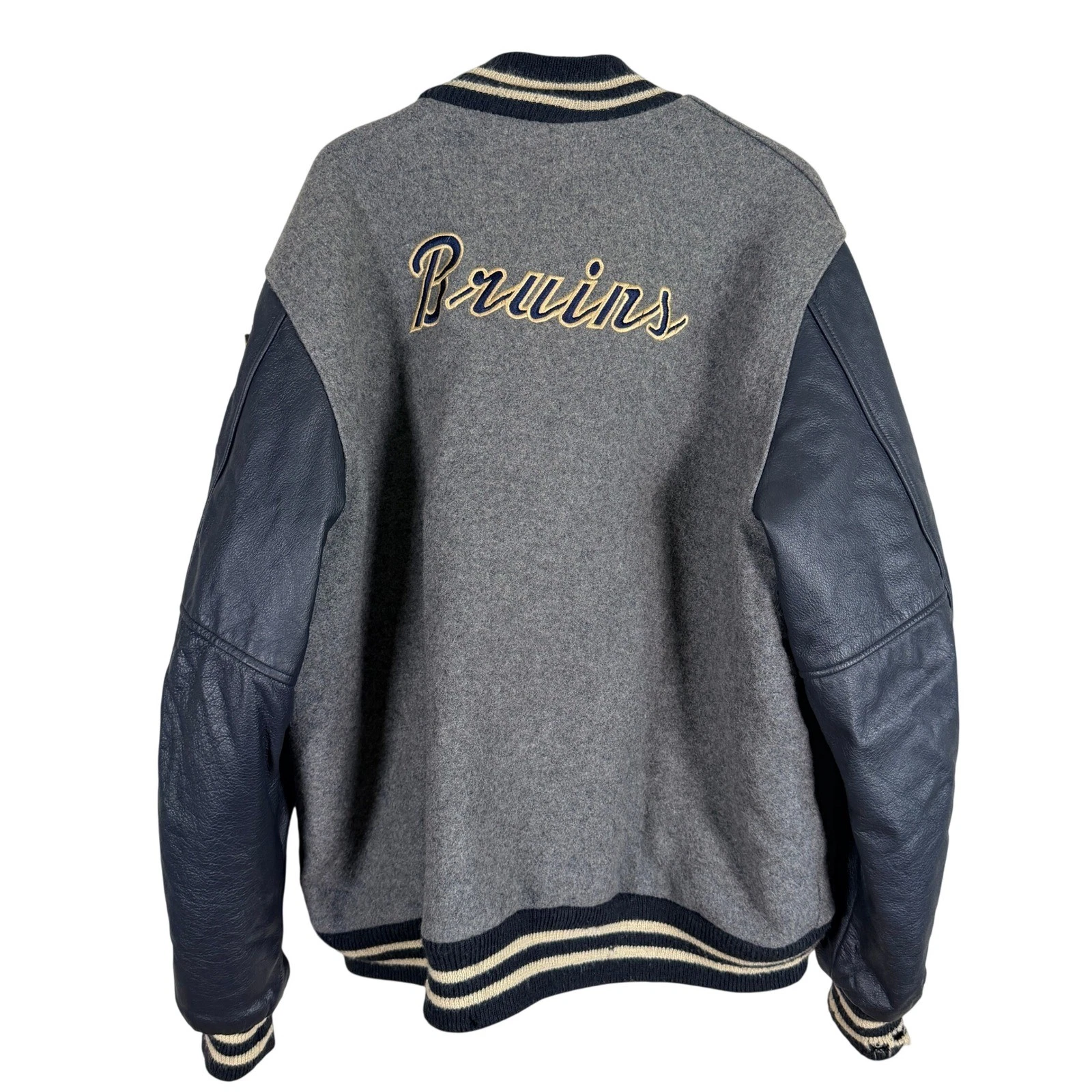 Vintage Neff Varsity Letterman Jacket Mens 3XL Leather Wool Chenille Bruins read - product detail image 2