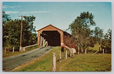 Utica Mills Covered Bridge Frederick County Maryland Postcard Yankee Colour