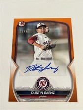 2023 Bowman Paper Prospect Dustin Saenz /25 Auto Orange Border #PPA-DS Nationals