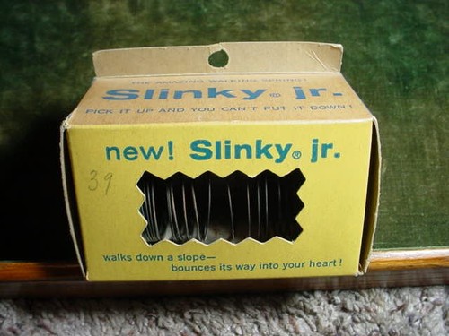 VINTAGE SLINKY, JR. TOY IN ORIGINAL HANGER BOX JAMES INDUSTRIES