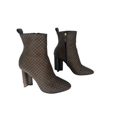 Louis Vuitton Silhouette Ankle Boots Nano Monogram Canvas Brown Size 38