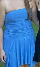 strapless sparkly baby blue homecoming dress in size large, windsor