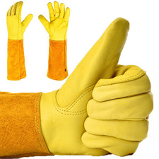 Yellow Leather Thorn Proof Gardening Gloves Puncture Resistant Bramble proof 👍