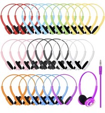 Classroom Kids Headphones - Bulk 20 Pack 3.5mm Mixed Colors For Teens and Adults