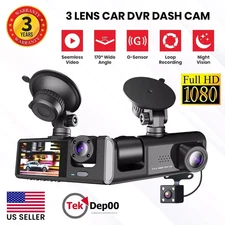 Dash Cam Car HD 1080P Front/Rear/Inside Dual Lens Video Recorder Camera G-Sensor