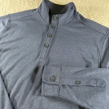 Brooks Brothers Sweatshirt Mens Large Blue Hensley 1/4 Button Pullover Stretch