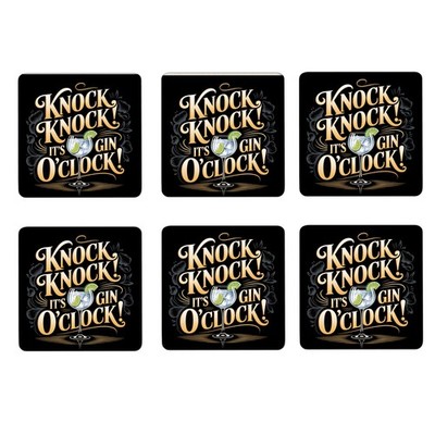 Knock Knock! It's Gin o'clock! 6er Set Untersetzer aus Holz