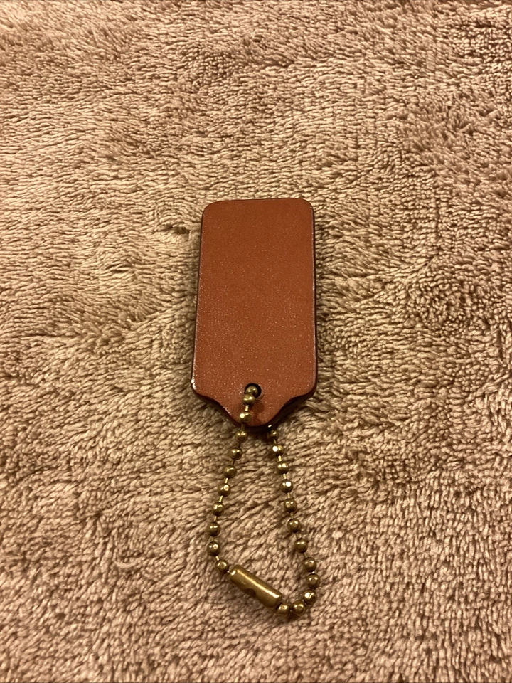 Vintage Brown Leather 2” Coach One Sided Hang Tag W/ Gold Brass Chain - Image 4 of 4