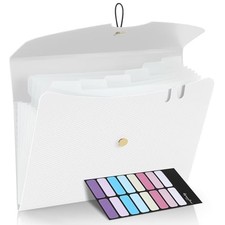 7 Pocket Expanding File Folder, Premium Accordion File Organizer, Letter White