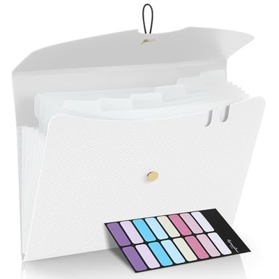  7 Pocket Expanding File Folder, Premium Accordion File Organizer, Letter White