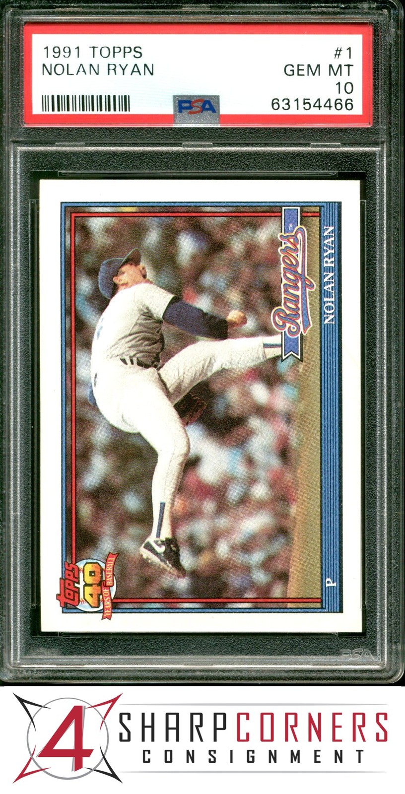 1991 TOPPS #1 NOLAN RYAN RANGERS HOF PSA 10