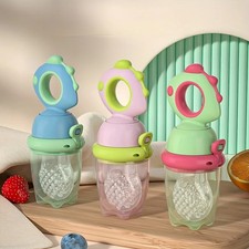 Dinosaur Rotate Push-Type Baby Fruit Feeder, Silicone Fresh Food Feeder, Kids Fe