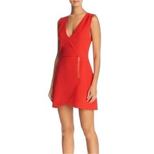 Alice + Olivia Lennon Red V-Neck Sleveless Mini Dress 6