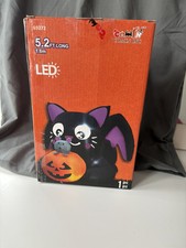 Halloween Black Cat  Pumpkin Blow Up LED Yard Decor 5.2 Feet