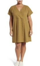 Madewell Cross-Front Flutter-Sleeve Mini Dress plus Sz 2X Olive Green NWT