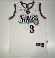 NWT Adidas Swingman Allen Iverson Sixers White Jersey Sz M 3 NBA 76ers