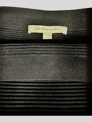 Jonathan Simkhai Rich Black Textured Ribbed Skirt.
