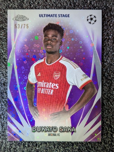 2023 Topps UEFA Club Competitions Purple Refractor 50/75 Bukayo Saka #USC-6 SP