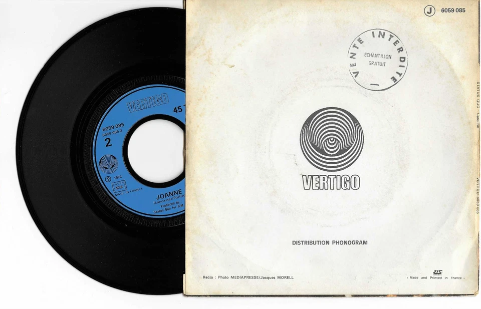 SP 45Tours 7" vinyl - Status Quo – Caroline / Joanne   (promo) - Photo 2/4