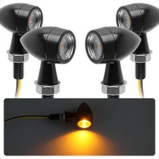 Mini Bullet Motorcycle Turn Signals - Universal Yellow-4PCS-Zinc Alloy Black