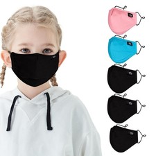 RCL 5Pcs Kids Cotton Face Masks Reusable Washable Cloth Mask Boys Girls Adjustab