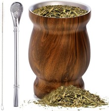 Yerba Mate Natural Gourd/Tea Cup Set Brown Original Traditional Mate Cup - 8...
