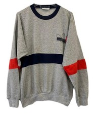 Adidas Originals Trefoil Crewneck Sweatshirt Men s L Gray Colorblock Vintage 170