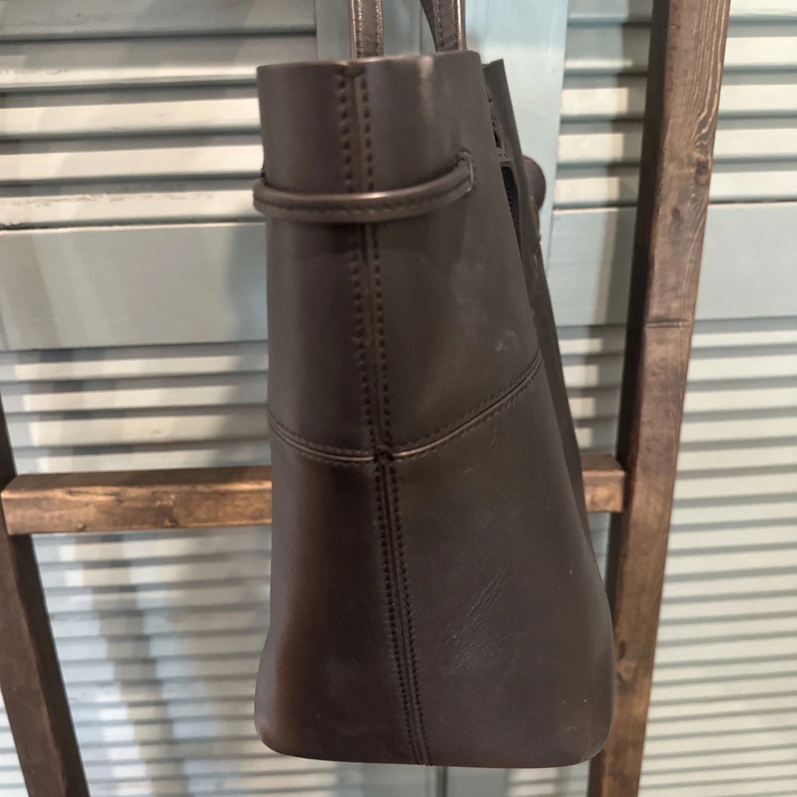 Tory Burch Borsa Tote Nera T Block Pelle Coulisse Aperta *Leggi Descrizione*