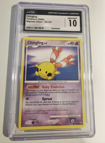 CGC 10 Chingling 58/100 Majestic Dawn 2008 Pokemon TCG English Regular