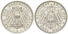 Lübeck - Stadt - 3 Mark 1909 - J.82