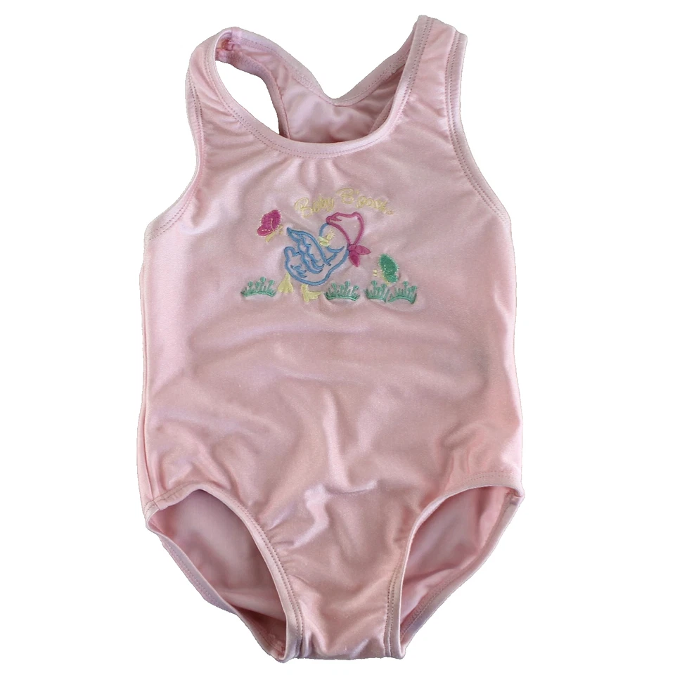 Vintage Baby Gosh Badeanzug Mädchen Größe 24 Monate rosa bestickt Ente Einteiler