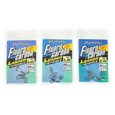 100% Fluorocarbon Vorfach Trace Heavy Duty Meer Hecht Angelschnur 40cm 15kg 35lb