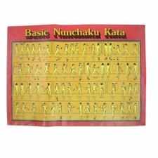 Martial Arts Basic Nunchaku Kata Wall Poster Training Information Nunchuck