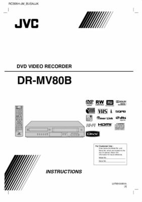 JVC DR-MV80B DVD Recorder Owners Instruction Manual Reprint FREE SHIPPING