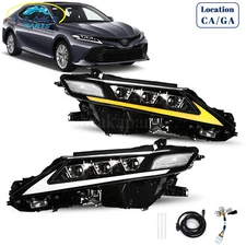 Lexus Style Headlights Pair For 2018-2024 Toyota Camry LED TRD Headlamp White