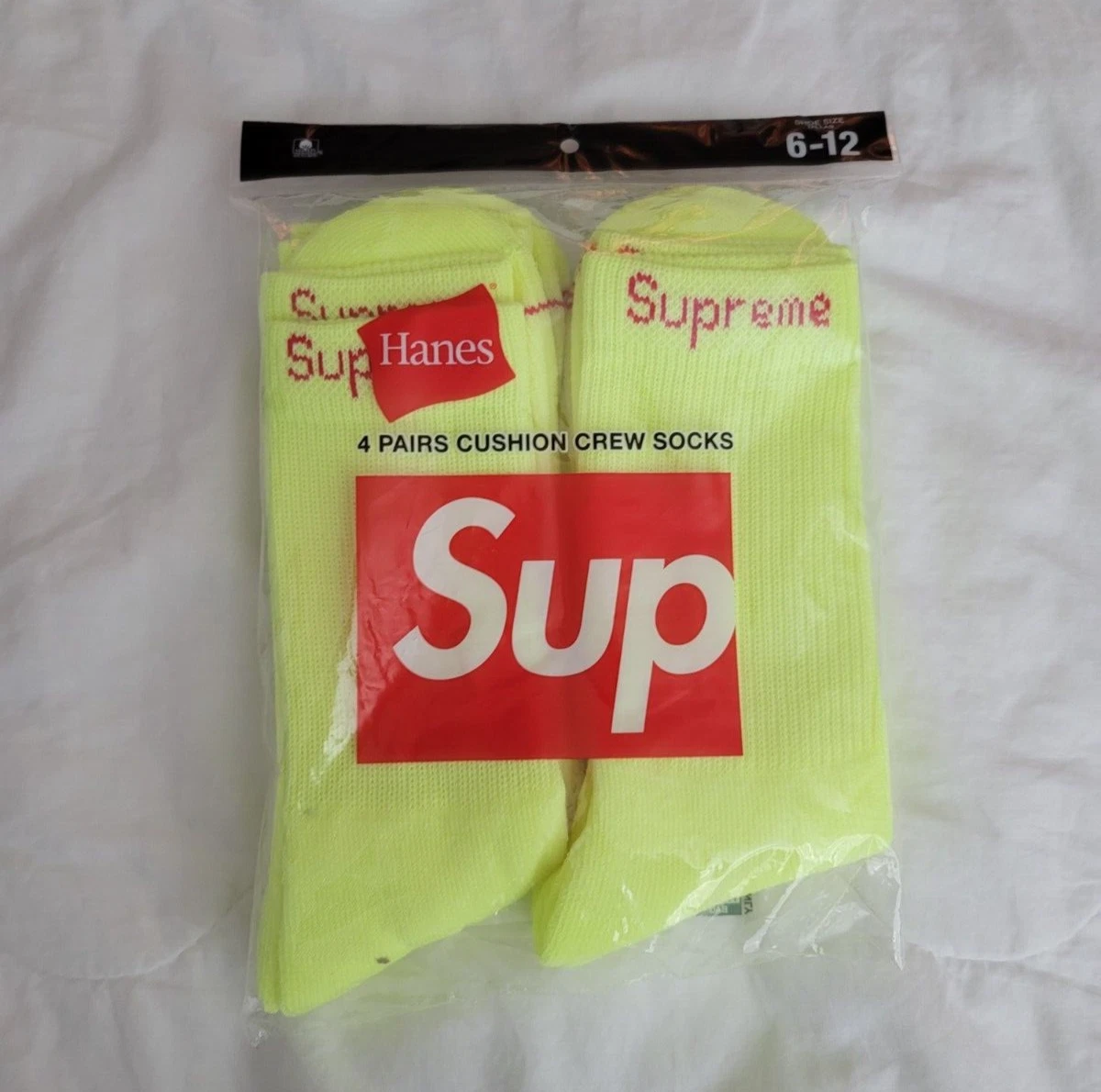 Pack de 4 chaussettes équipage Supreme SS'23 x Hanes jaune florissant