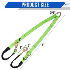 V-bridle Strap 2x4 Wsnap Hooks W Cordura Sleeve Axle Straps D Ring Middle