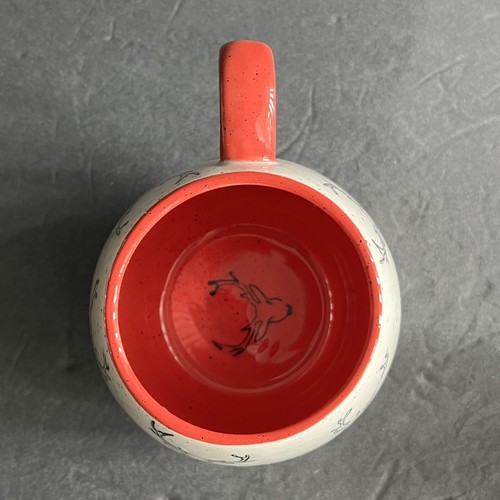Taza de café Meritage reno patrón moteado forma barril rojo blanco negro - Imagen 4 de 13