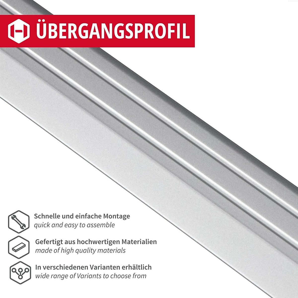 Profilo Di Transizione Alluminio A Forma Di C - 36x90 Cm Autoadesivo O Preforato | Per Parquet E Laminato - Foto 6