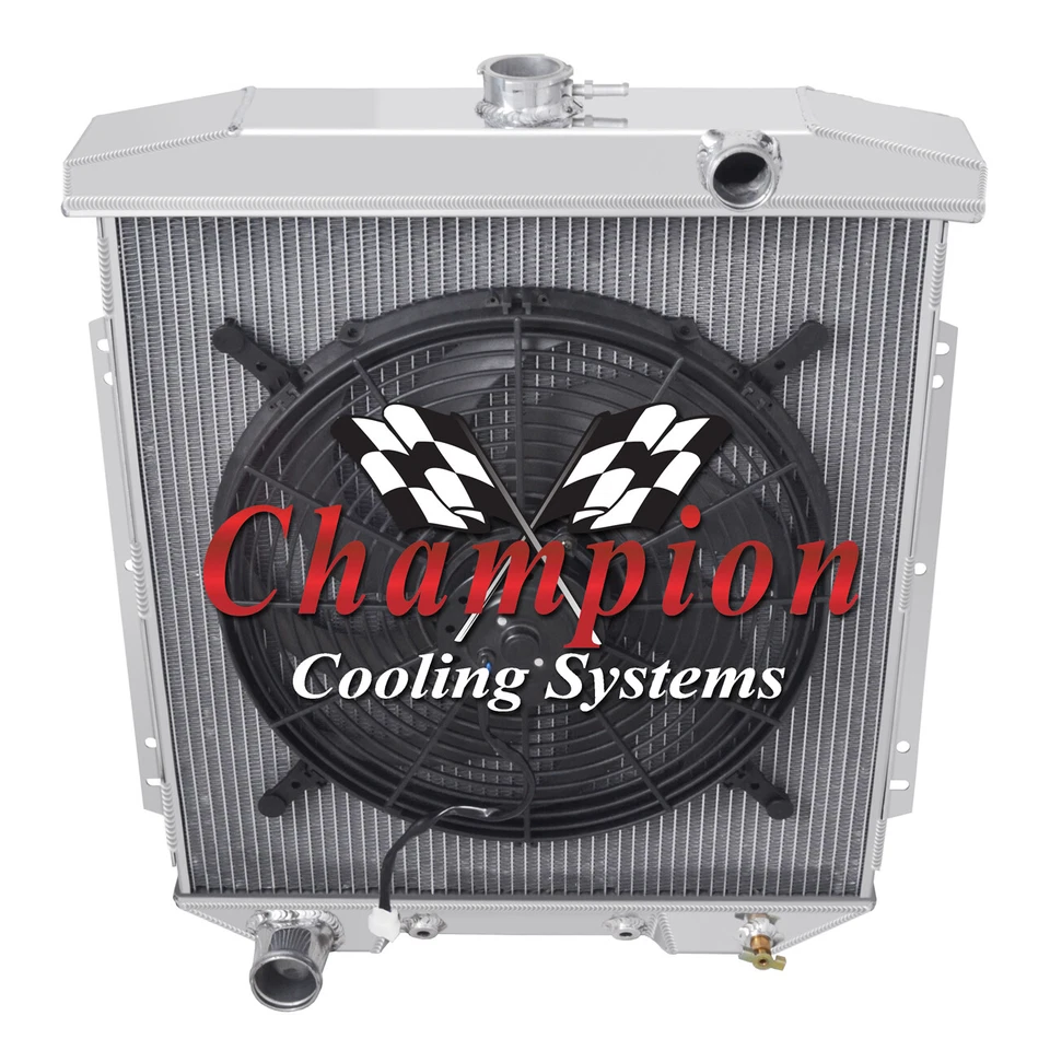 4 Row KR Radiator W/ 16" Fan for 1954 - 1956 Ford Crestline "Police Interceptor" Foto 3 de 4