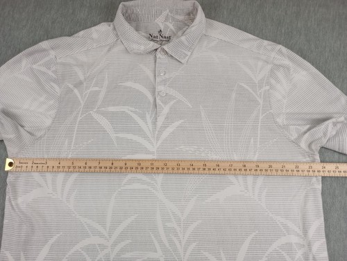 Nat Nast Luxury Originals Hawaiian Polo Shirt Mens Sz XL White Striped Floral - 第 17/18 張圖片