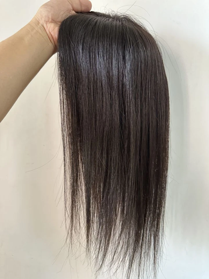 6"X6"Mono Skin with Silk Top Part Area,100%Fine Virgin Human Hair Topper 10"~30" - Image 3 of 4