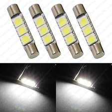 4 x White 28mm 3SMD T6 6641 LED Bulbs Sun Visor Vanity Mirror Fuse Lights + TOOL