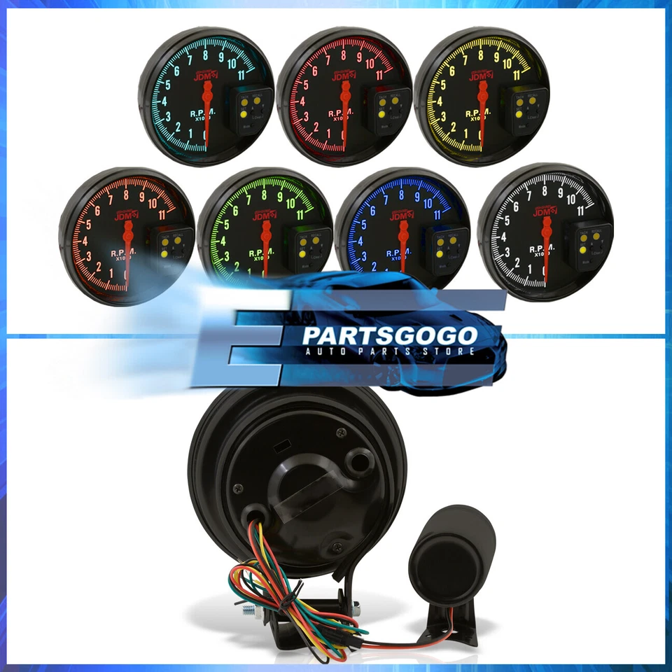 For Integra Civic JDM 5" Black Tachometer 11K RPM Speedometer Gauge +Shift Light - Imagem 2 de 4
