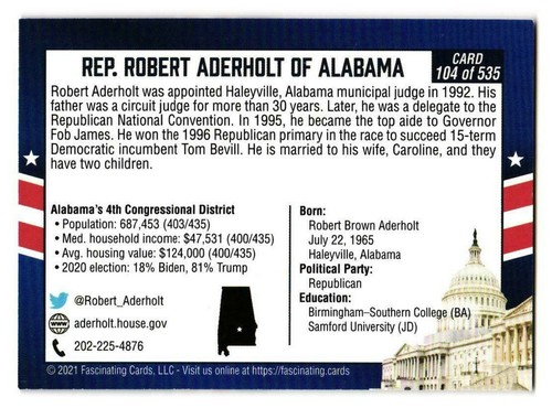 2021 United States Congress Fascinating Cards Pick A Card Alabama - Picture 9 of 19