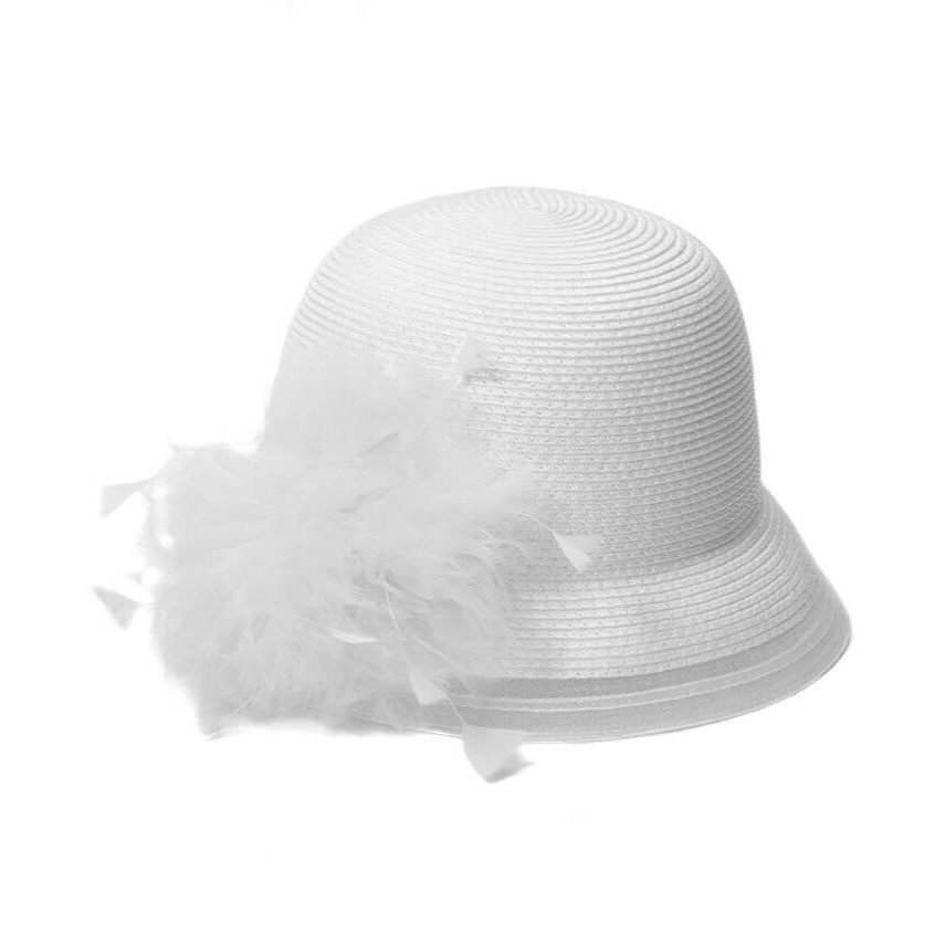 Bellissima Millinery Collection Women\'s White Feather Dressy Hat One Size NWT $68.00 Bellissima Millinery Collection Braid Cloche Dressy  main image 4