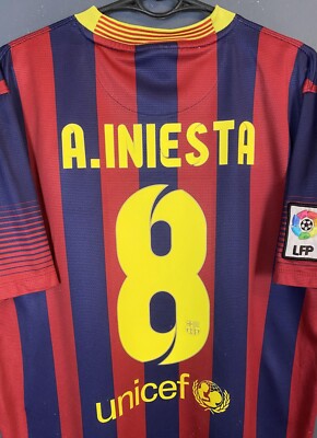 MEN'S NIKE FC BARCELONA 2013/2014 INIESTA #8SOCCER FOOTBALL SHIRT