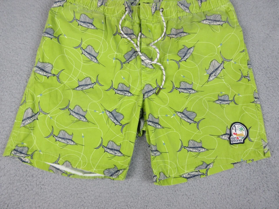 Reyn Spooner Swim Trunks Mens Large Green Fish Bathing Suit Shorts 34X19 - Image 2 of 4