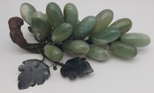 Vtg mid century Alabaster Marble Grape Bunch   Fruit MCM With Stem And Leaves